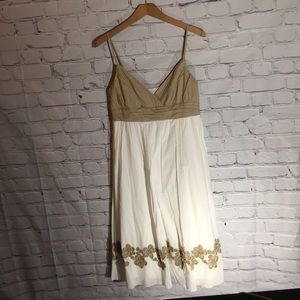 Donna Morgan off white/tan spaghetti strap dress
